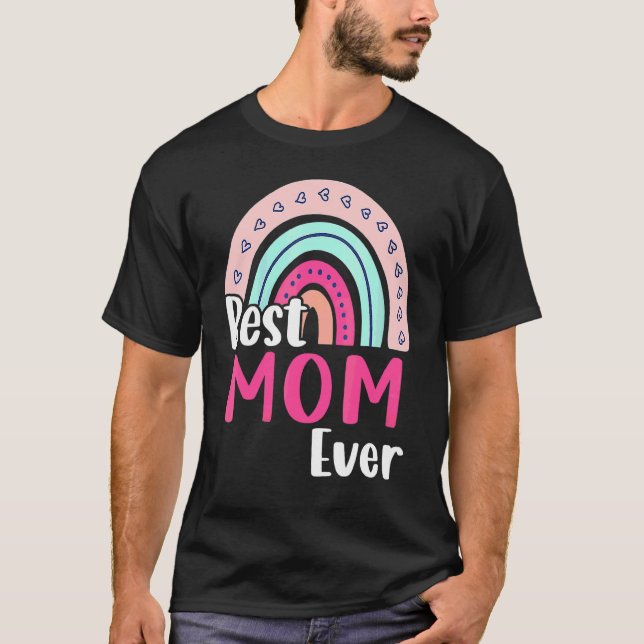 Bästa Mamma någonsin Boho Rainbow Lycklig Mors dag T Shirt (Framsida)