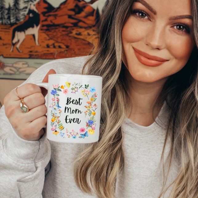 Bästa Mamma någonsin Boho Wildblommes Mor födelsed Kaffemugg (Skapare uppladdad)