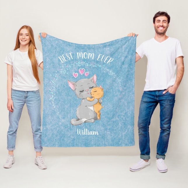 Bästa mamma någonsin, Cat mamma och söt kattunge,  Fleecefilt (På plats)