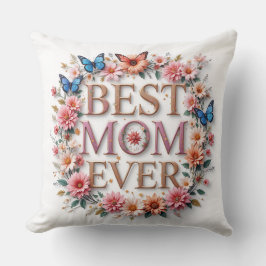 Bästa Mamma någonsin citera fjärilar och blommor Kudde