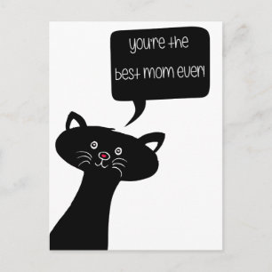 Bästa mamma någonsin! - Cute Black Cat-vykort Vykort