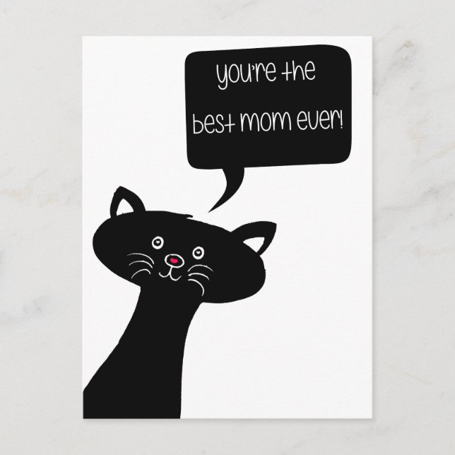 Bästa mamma någonsin! - Cute Black Cat-vykort Vykort (Framsida)