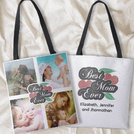 Bästa Mamma någonsin Cute Heart Photo Collage Fami Tygkasse