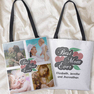 Bästa Mamma någonsin Cute Heart Photo Collage Fami Tygkasse