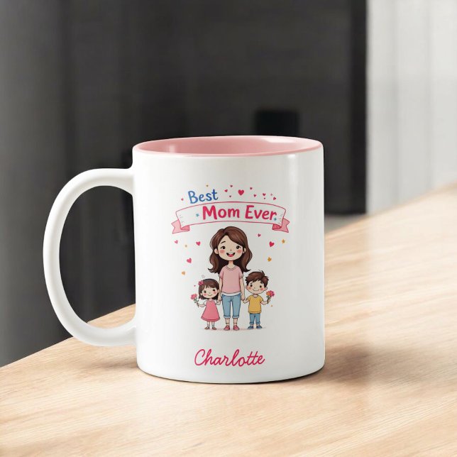 Bästa Mamma någonsin | Cute Personlig Mor som Två-Tonad Mugg (Skapare uppladdad)