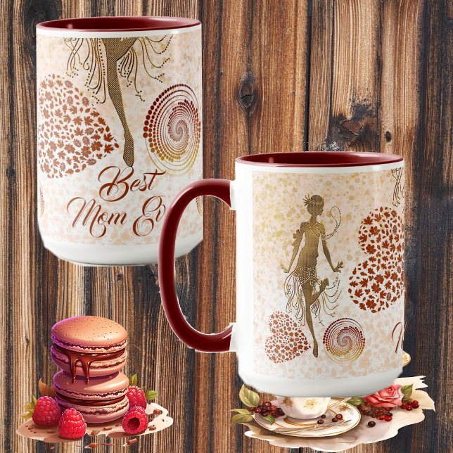 Bästa Mamma någonsin Dancer Spiral Heart Mors dag  Mugg (Best Mom Ever Dancer Spiral Heart Mother's Day Fun Mug)