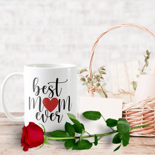 Bästa Mamma någonsin dekorativt skript med hjärta Kaffemugg (Skapare uppladdad)