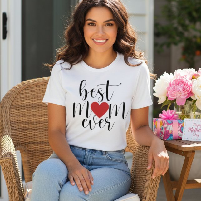 Bästa Mamma någonsin dekorativt skript med hjärta T Shirt (Best Mom Ever Decorative Script with Heart T-Shirt)