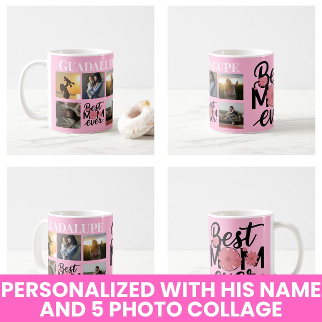Bästa mamma någonsin design Foto Collage  Kaffemugg (Best Mom Ever design Photo Collage Mug)