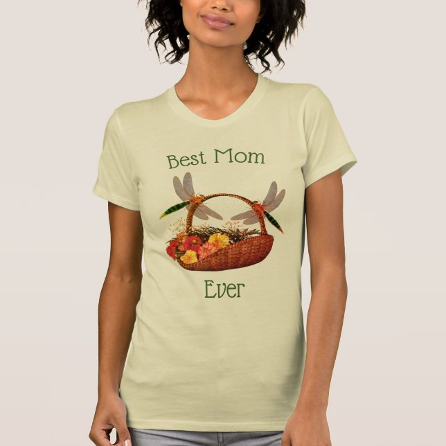 Bästa Mamma någonsin! Dragonflugflugor blommar Bas T Shirt (Framsida)