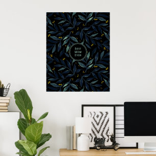 Bästa mamma någonsin elegant blommigt grenar poster