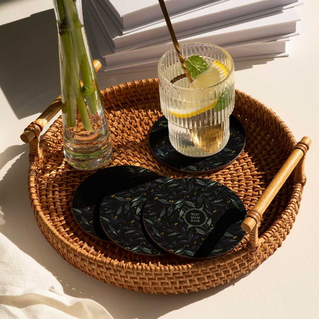 Bästa mamma någonsin elegant blommigt grenar underlägg papper rund (Skapare uppladdad)