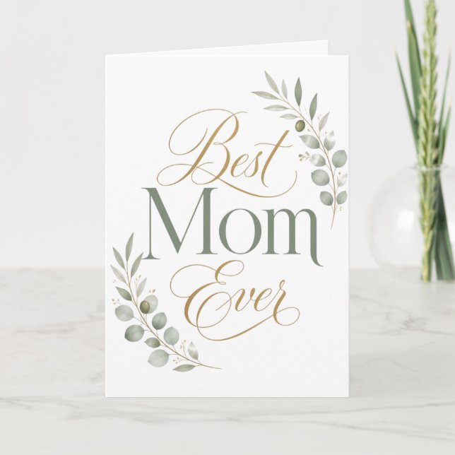 Bästa mamma någonsin Elegant botanisk typografi Kort (Framsida)