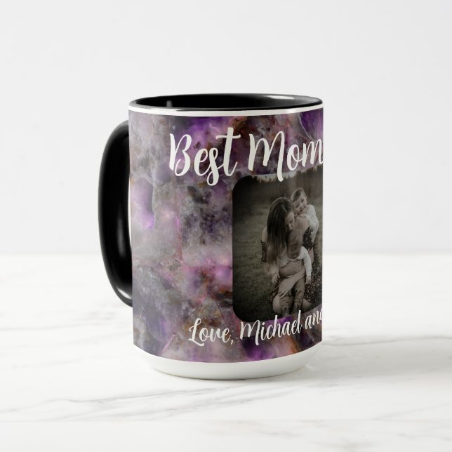Bästa Mamma någonsin elegant lila kvartspartsmarmo Mugg (Framsida vänster)