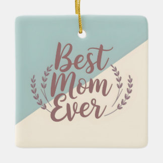 Bästa Mamma någonsin - Elegant Mint och Cream Desi Julgransprydnad Keramik