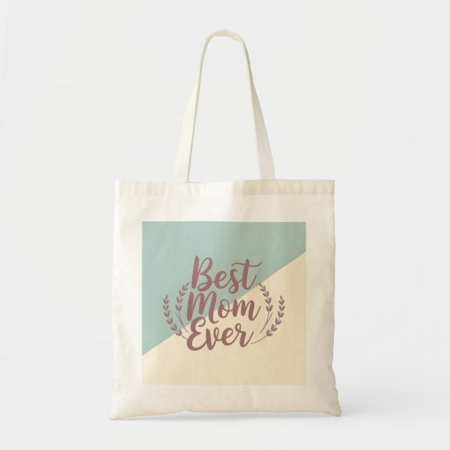 Bästa Mamma någonsin - Elegant Mint och Cream Desi Tygkasse (Framsidan)