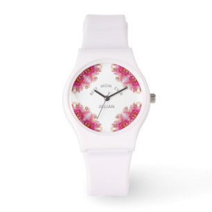 Bästa Mamma någonsin, Elegant Rosa Fuchsia Blomm Armbandsur