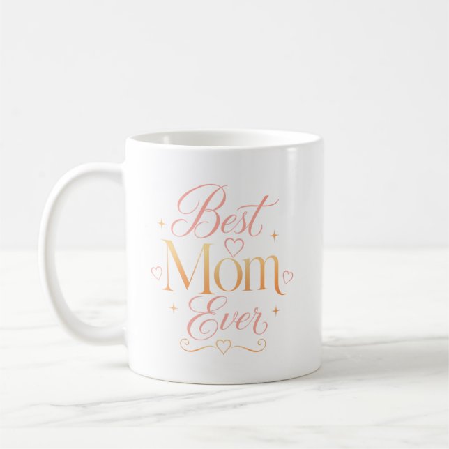 Bästa mamma någonsin Elegant rosa guld typografi Kaffemugg (Vänster)