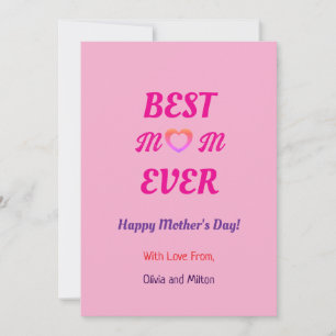 Bästa mamma någonsin Enkel rosa hjärta Mors dag Julkort