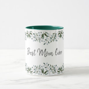 Bästa Mamma någonsin Eucalyptus Greenery-Blommigte Mugg