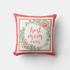 Bästa Mamma någonsin Eucalyptus Löv Peony Blommigt Kudde