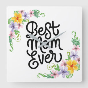 Bästa Mamma någonsin färglös Fyrkantig Klocka