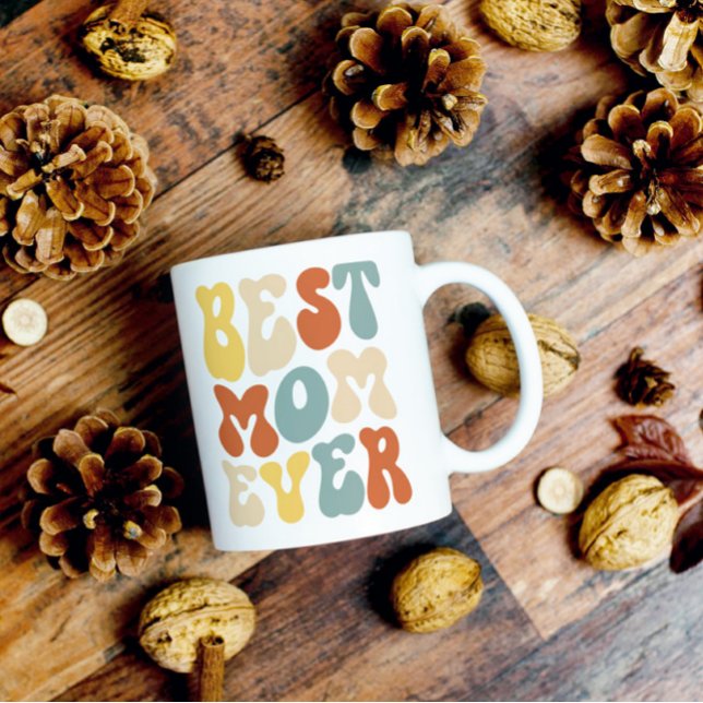 Bästa Mamma någonsin färglös Retro-typografi 2 Kaffemugg (Skapare uppladdad)
