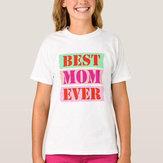 Bästa Mamma någonsin färglös typografi T Shirt (Framsida)