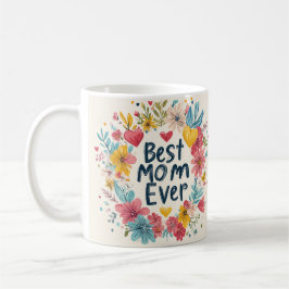 Bästa mamma någonsin färglösa blommor mors dag kaffemugg