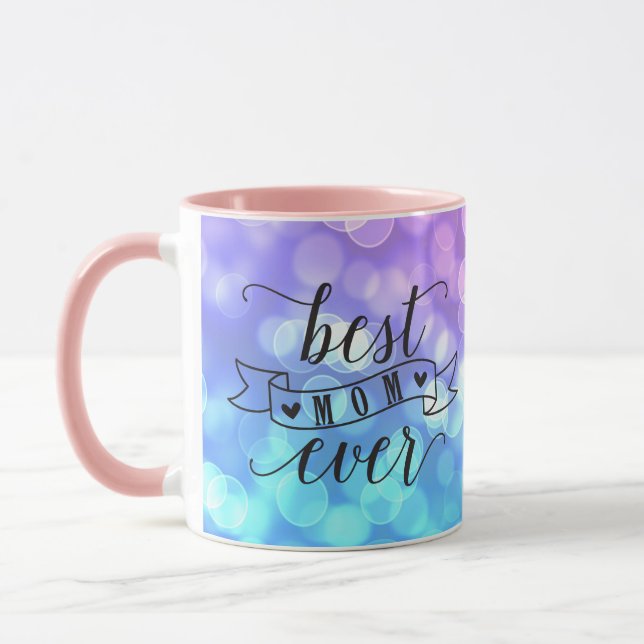 Bästa Mamma någonsin/färglöst Specklat Ljus Mugg (Vänster)