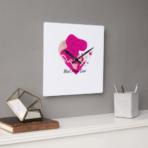 Bästa mamma någonsin Färgrik design Fyrkantig Klocka