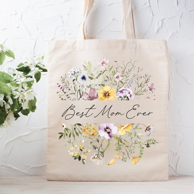 Bästa mamma någonsin Färgrik vildblomma Mors dag Tygkasse (In situ)