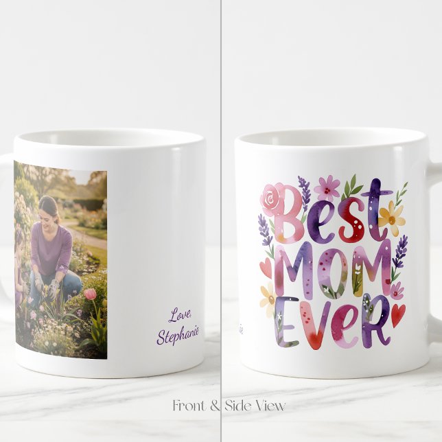 Bästa mamma någonsin Färgrika blommor mugg (Skapare uppladdad)