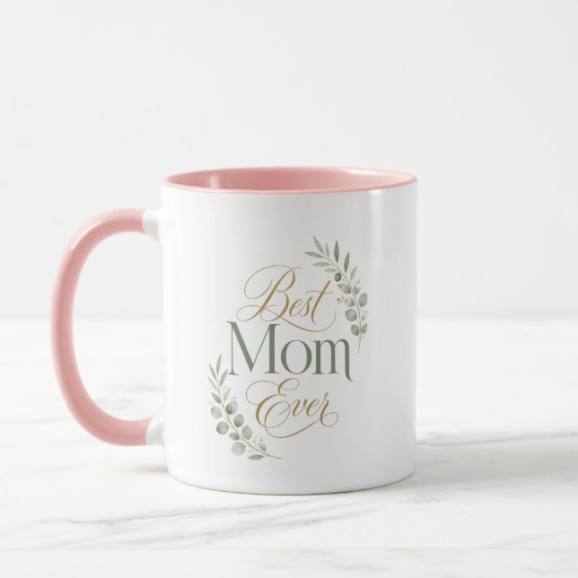 Bästa mamma någonsin Födelsedags Botanisk Design Mugg (Vänster)