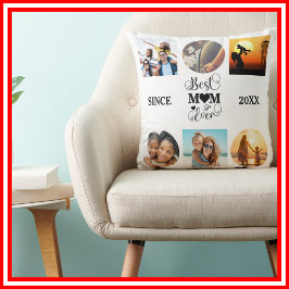 Bästa mamma någonsin Foto Collage Elegant Script H Kudde