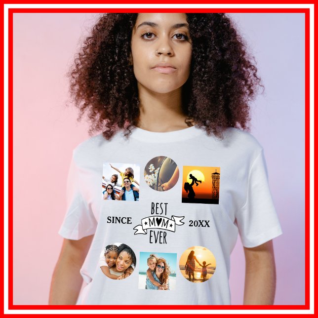Bästa mamma någonsin Foto Collage Elegant Script H T Shirt (Skapare uppladdad)