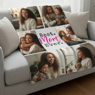Bästa mamma någonsin Foto Collage Födelsedag Mors Fleecefilt