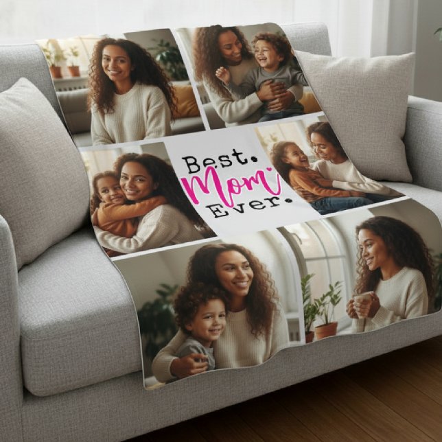 Bästa mamma någonsin Foto Collage Födelsedag Mors  Fleecefilt (Best Mom Ever Photo Collage Birthday Mother's Day Fleece Blanket
)