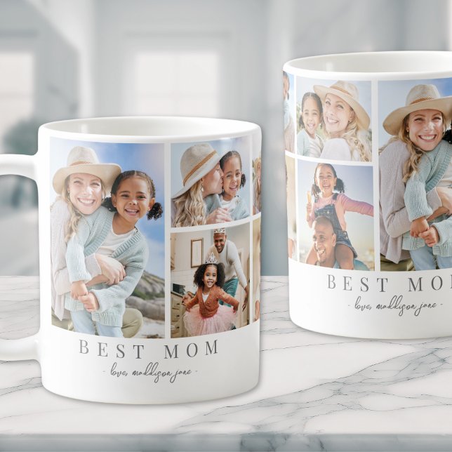 Bästa mamma någonsin Foto Collage Kaffemugg (Best Mom Photo Collage Mother Coffee Mug)
