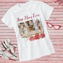 Bästa Mamma någonsin Foto Collage Namn Mors dag Ki T Shirt