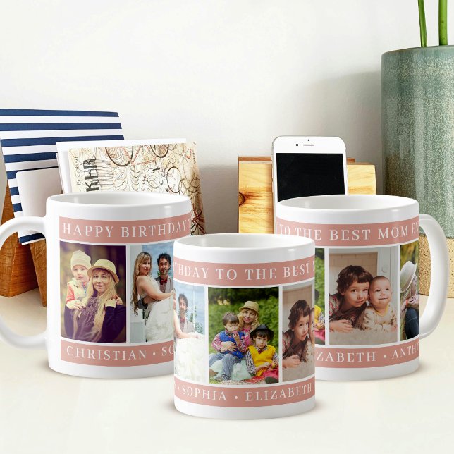 Bästa mamma någonsin Foto Collage Persika Glad föd Kaffemugg (Skapare uppladdad)