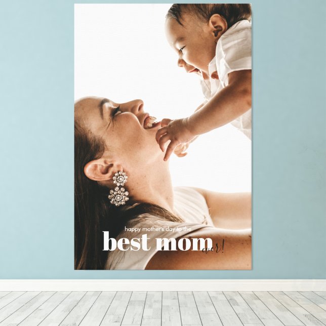 Bästa Mamma någonsin-foto med Baby Mors dag Canvastryck (Insitu (trägolv))