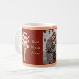 Bästa mamma någonsin foto & moderna blommor Mors d Kaffemugg