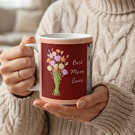 Bästa mamma någonsin foto & moderna blommor Mors d Kaffemugg
