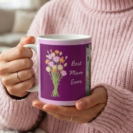 Bästa mamma någonsin foto & moderna blommor Mors d Kaffemugg