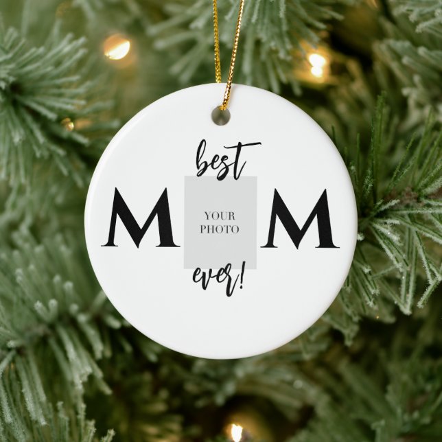 Bästa Mamma någonsin-foto och text-Mors dag Julgransprydnad Keramik (Träd)