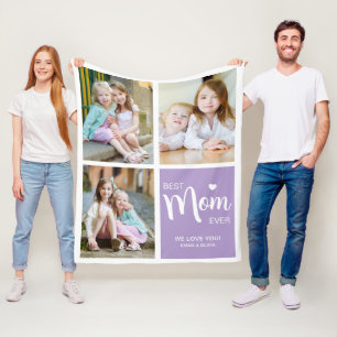 Bästa Mamma någonsin-fotokollage-Lila Fleecefilt