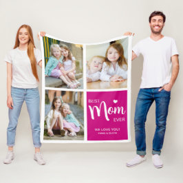 Bästa Mamma någonsin-fotokollage-Rosa Fleecefilt