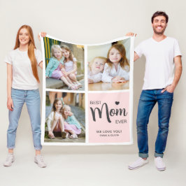 Bästa Mamma någonsin Fotokollage  Rosa Fleecefilt