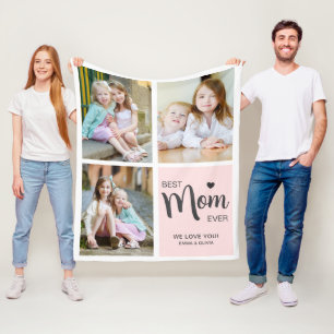 Bästa Mamma någonsin Fotokollage Rosa Fleecefilt